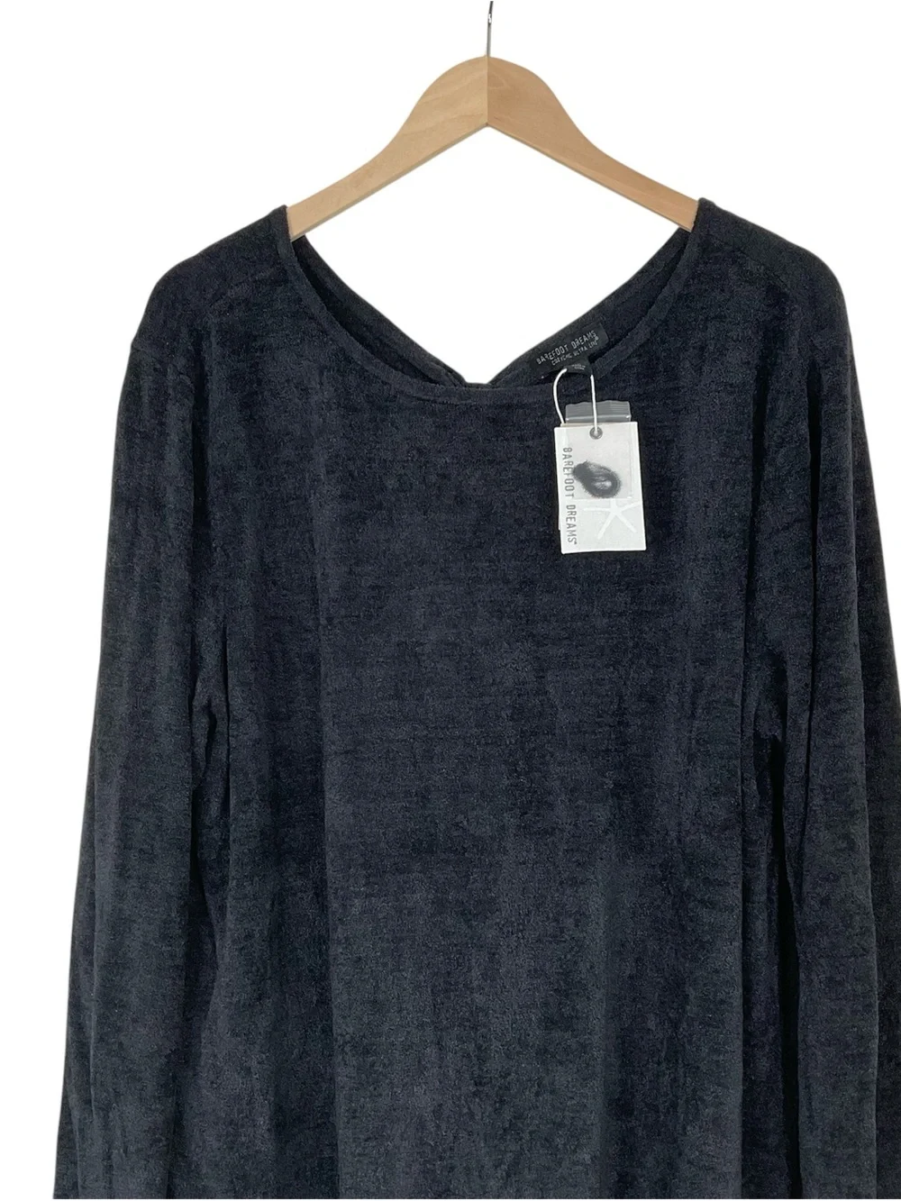 Barefoot Dreams Cozychic Ultra Lite Knot Back Pullover Sweater Black Size 1X
